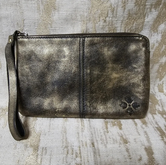 Patricia Nash Capri Leather Wristlet Clutch Gold Metallic Nights Bag Wallet - Picture 1 of 6